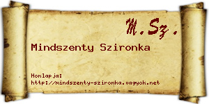 Mindszenty Szironka névjegykártya